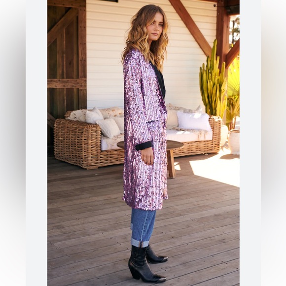 NWT Free People Purple Ella Sequin Duster - Picture 3 of 10